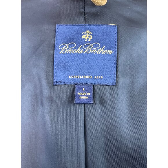 Brooks Brothers Tan Coat With Button & Zip Closure Pockets Snap Collar Size L - Picture 9 of 11